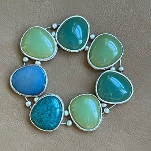 Vintage Monet Bracelet Multi Colored Green Gems Stretchy